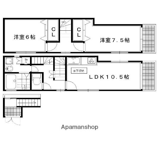 京都市烏丸線 今出川駅 徒歩3分 3階建 築28年(2LDK)の間取り写真