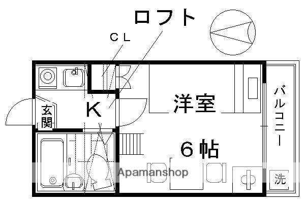 仁木ノ森(1K/2階)の間取り写真