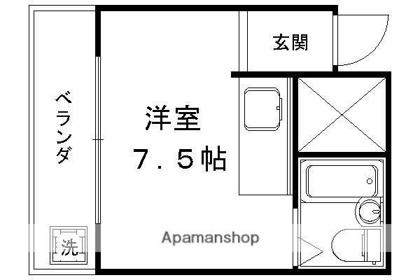 SQUAREあき(ワンルーム/2階)の間取り写真