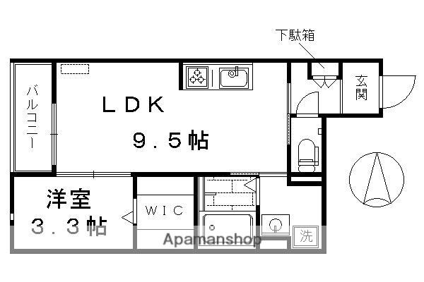 LACINE五條(1LDK/2階)の間取り写真