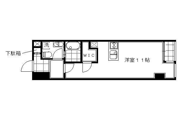 グランスイート鴨川(1K/4階)の間取り写真