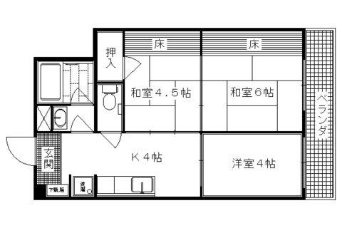 コーポエル(3K/4階)の間取り写真
