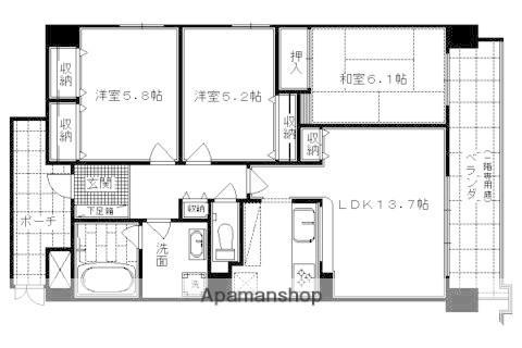 パインフィールド西京極(3LDK/7階)の間取り写真