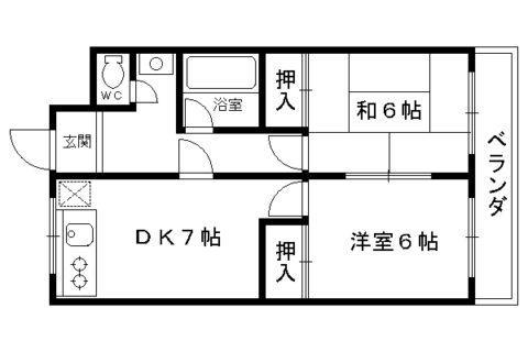 ハイツ木村(2DK/1階)の間取り写真