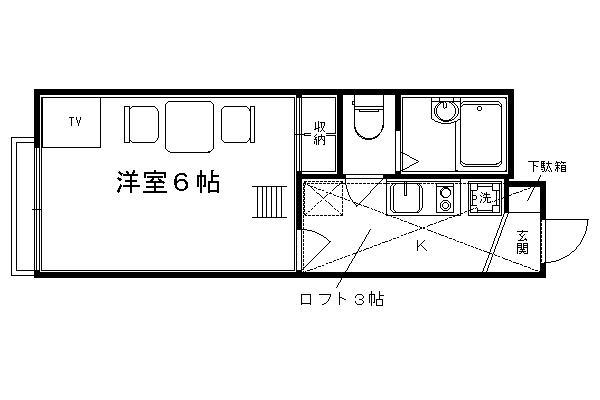 レオパレス佐井通(1K/2階)の間取り写真