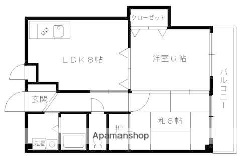 リベラシオン稲荷(2DK/4階)の間取り写真