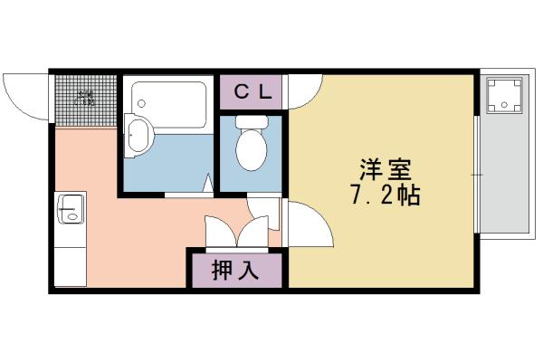 エクセレント日ノ岡(1K/4階)の間取り写真