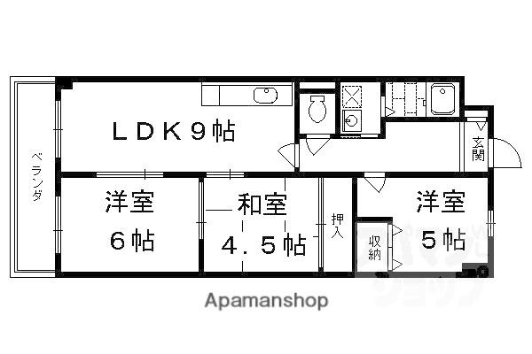 ベルベデール向日町(3LDK/4階)の間取り写真