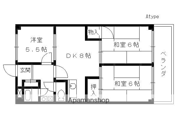 エクセル丹波橋(3DK/2階)の間取り写真