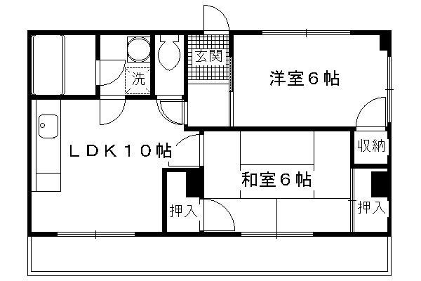 コーポラス伏見(2LDK/2階)の間取り写真