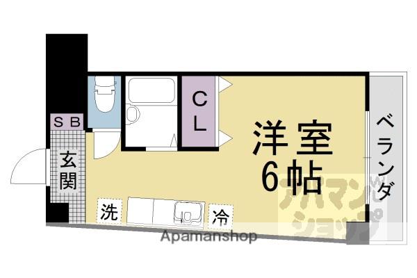 ボナール椥ノ辻(1K/2階)の間取り写真