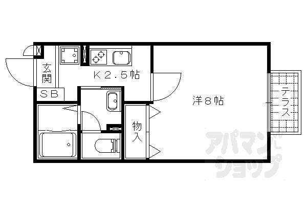 セジュール鴨土(1K/1階)の間取り写真