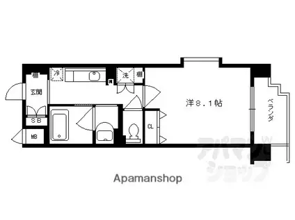 アスヴェル京都東山五条(1K/2階)の間取り写真