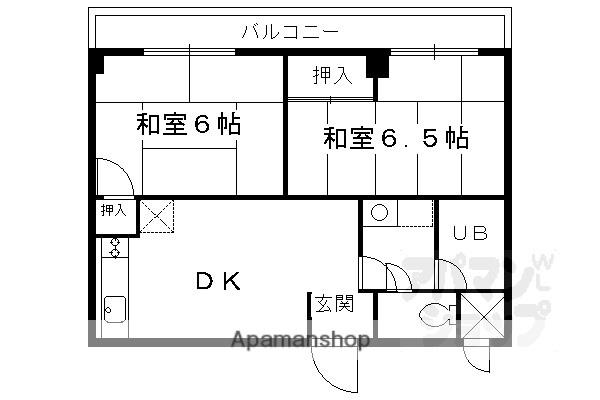 シャロム伏見(2DK/2階)の間取り写真