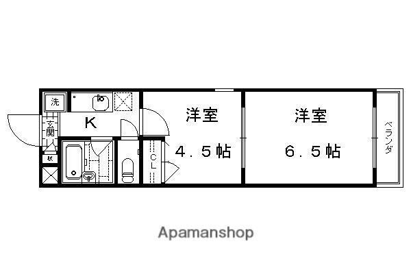エレガンス東寺(2K/4階)の間取り写真