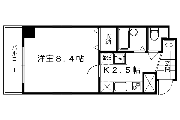 プラシード白川今小路(1K/2階)の間取り写真