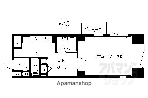 パインフィールド御池(1DK/11階)の間取り写真