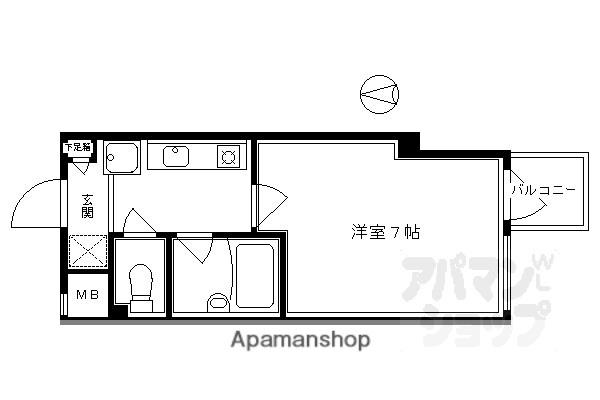 パインフィールド御池(1K/2階)の間取り写真
