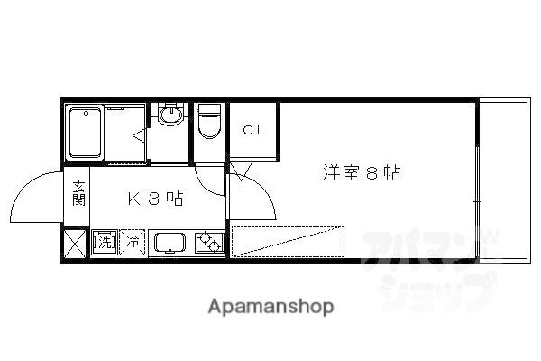 アークリード西院(1K/4階)の間取り写真