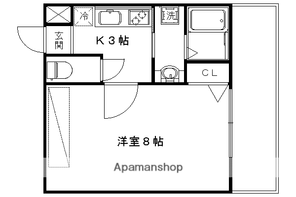 アークリード西院(1K/3階)の間取り写真
