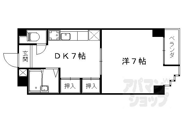 メゾン勧修寺(1DK/4階)の間取り写真