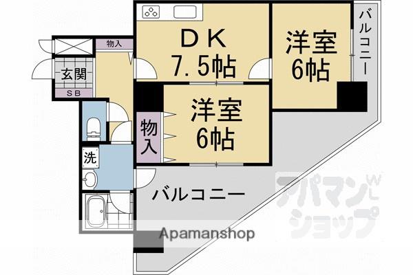 パレジット五条(2DK/7階)の間取り写真