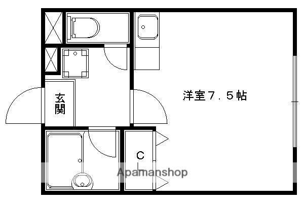 グリーンパレス(ワンルーム/2階)の間取り写真
