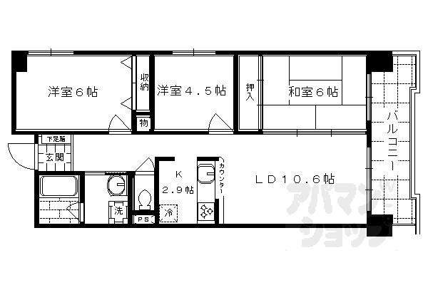コスモ四条西洞院(3LDK/6階)の間取り写真