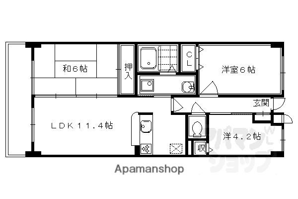 ペルル伏見桃山II(3LDK/5階)の間取り写真