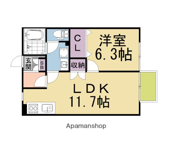 ヴェネシェモワII(1LDK/1階)の間取り写真