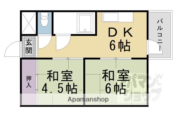 花園マンション(2DK/5階)の間取り写真