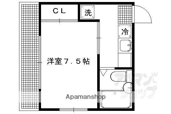 ロイヤルハイツ一乗寺(1K/1階)の間取り写真