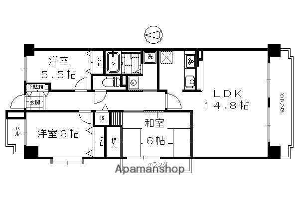 グランコート洛陽(3LDK/3階)の間取り写真