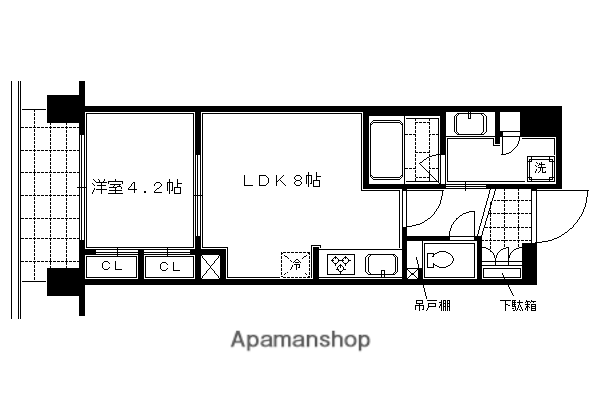 ルーシア四条烏丸(1LDK/3階)の間取り写真