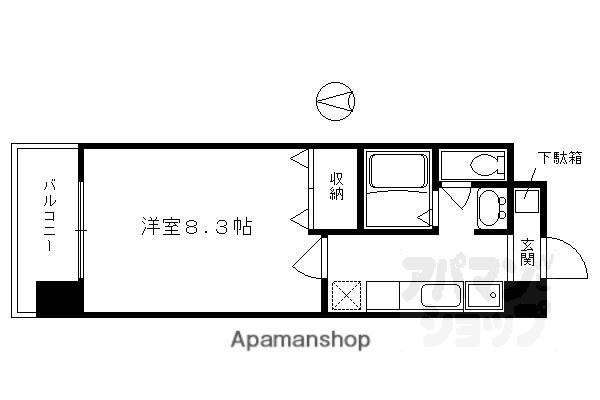 ハウスセゾン四条通(1K/9階)の間取り写真