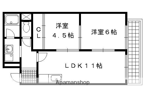エステート堀川(2LDK/8階)の間取り写真