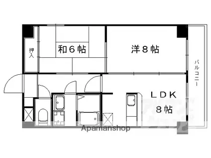 シルフィード山科(2LDK/1階)の間取り写真