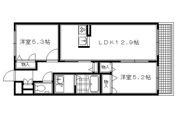 シャーメゾン修学院(2LDK/2階)の間取り写真