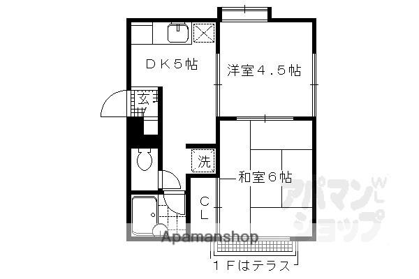 エクセレントさわらぎ(2DK/2階)の間取り写真