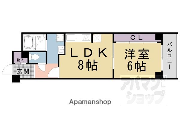 日商岩井丸太町高陽院ハイツ(1LDK/5階)の間取り写真
