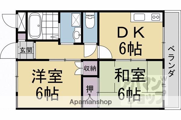 ハイツ魚満(2DK/3階)の間取り写真