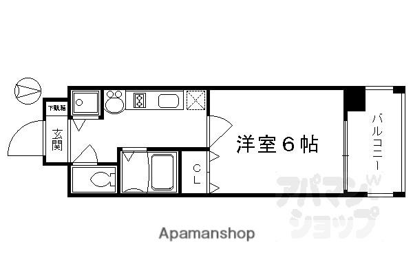 アスヴェル京都御所前II(1K/4階)の間取り写真