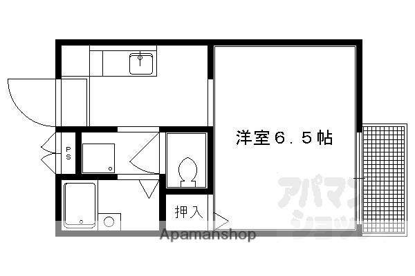 京都市烏丸線 松ケ崎駅(京都) 徒歩8分 2階建 築29年(1K/1階)の間取り写真