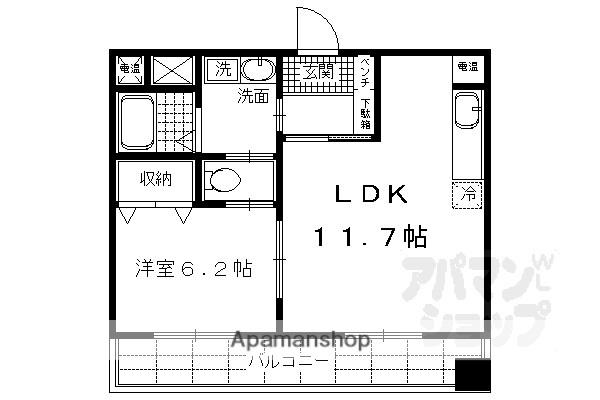 ルミノーサ三条小川(1LDK/2階)の間取り写真