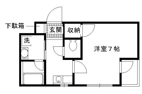 コーポ鍋島(1K/3階)の間取り写真