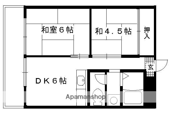 桃山グランドハイツ(2DK/1階)の間取り写真