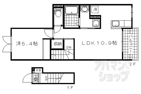 ガーデンブロッサム(1LDK/2階)の間取り写真