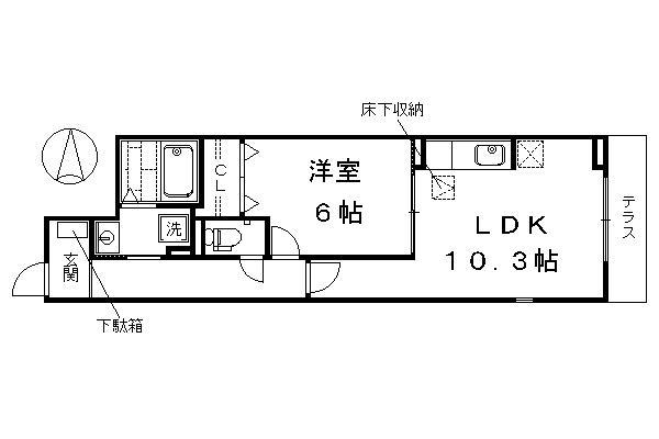 フレイム パーク イースト(1LDK/1階)の間取り写真