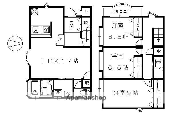 東海道本線 桂川駅(京都) 徒歩11分 2階建 築24年(3LDK)の間取り写真