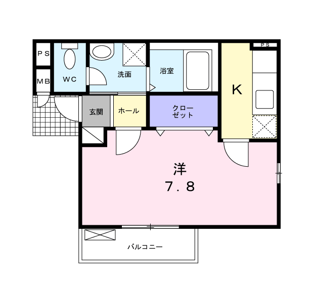 メゾングラース淀下津(1K/2階)の間取り写真